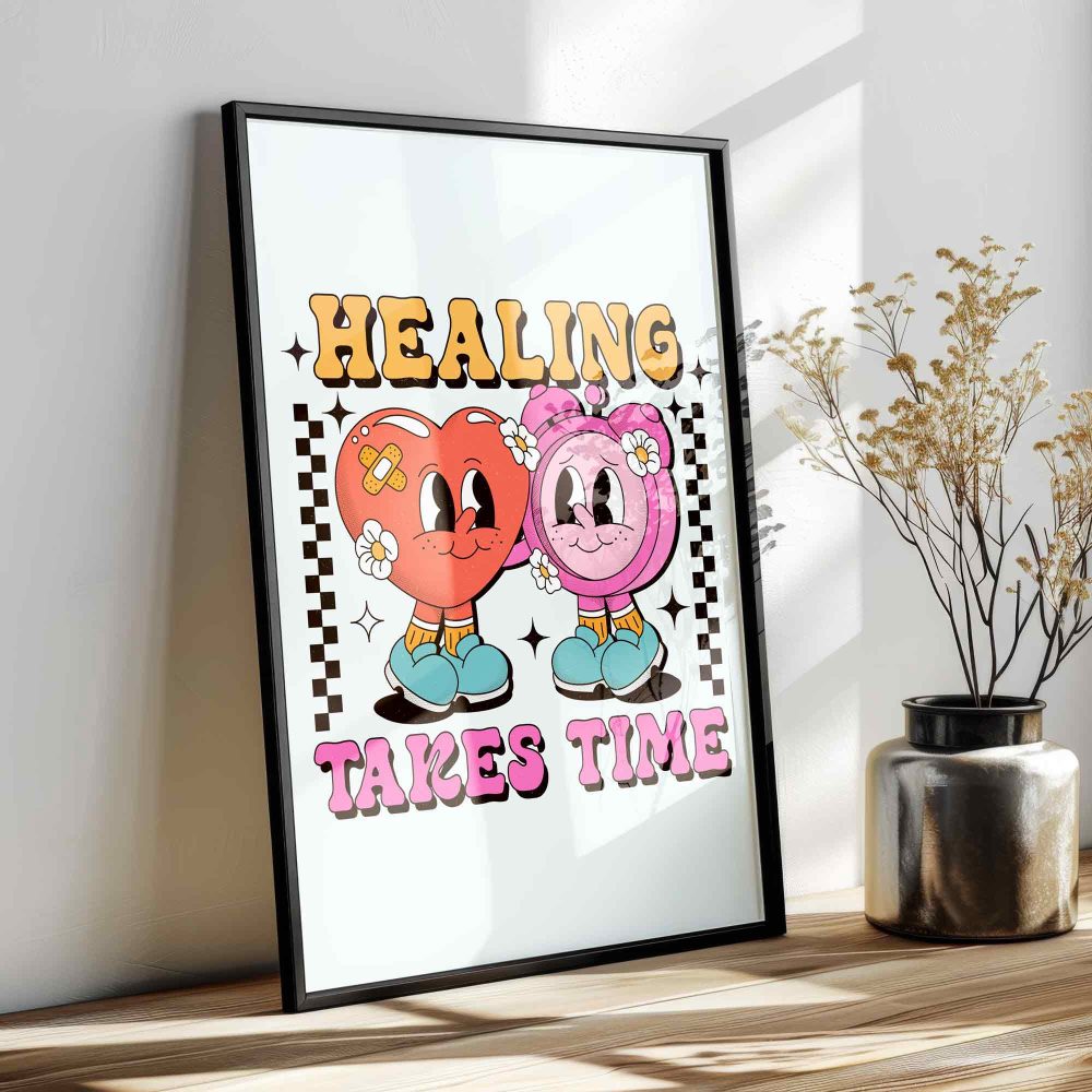 Framed Mental Health Poster - Healing Takes Time - Image 2